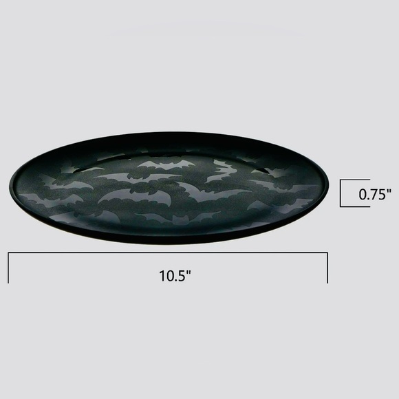 New Haunted Elegance Etched Black Bat Dinnerware 3-Piece Set - Picture 14 of 16